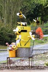 It's a hive of activity around this bee hive letterbox in Tasmania