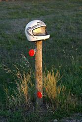 Great use of an old helmet -  Clunes, Victoria