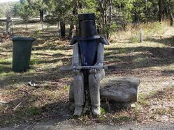 Old Ned Kelly waiting by the highway for an unsuspecting stage coach to rob. Country Victoria. Photo by Jill Luke