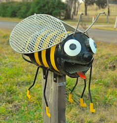 Tired Busy Bee Letterbox - photo by Penny Smith