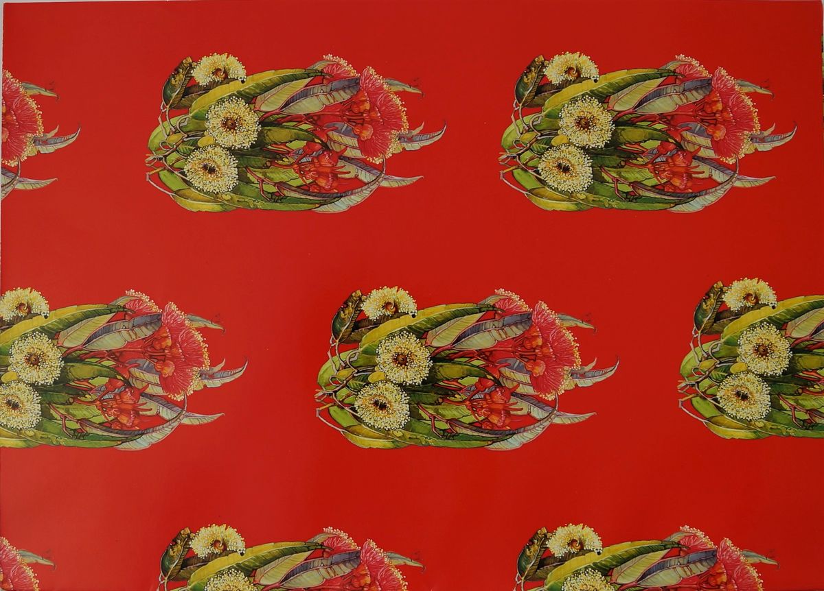 Blue gum and coral gum gift wrap - 1 sheet and is 46 x 64cm in size. Part of the item'