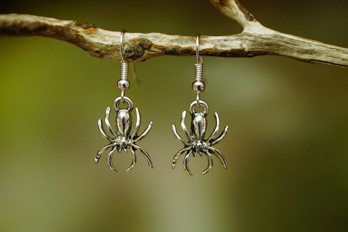Spider Earrings Small Silver The Land Down Under