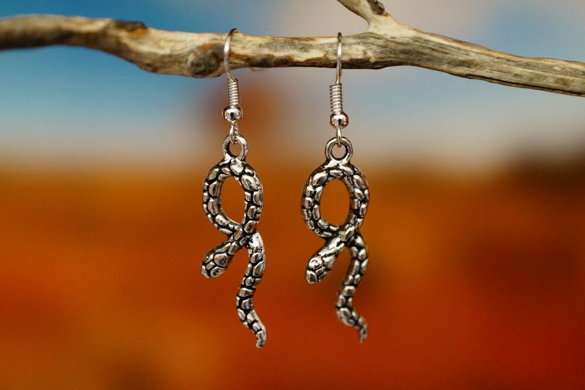 Snake silver earrings clearance
